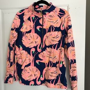 Lilly Pulitzer Flamingo half zip pullover